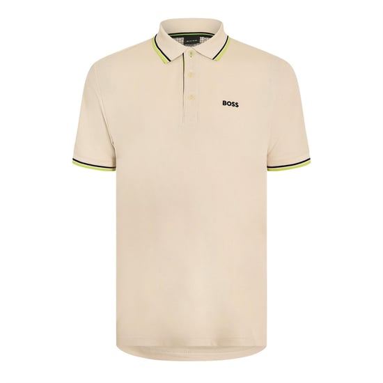 Men's Boss Paddy Short Sleeve Polo Shirt in Open White - Image 1
