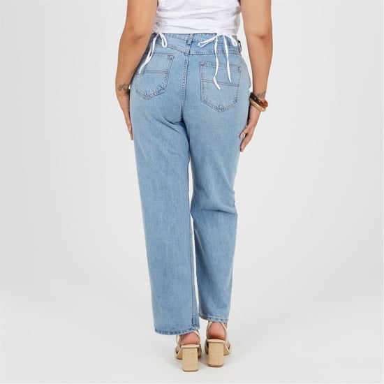 Women's Brave Soul Plus Size Mid Rise Straight Leg Jeans in Pale Mid Blue - Image 2