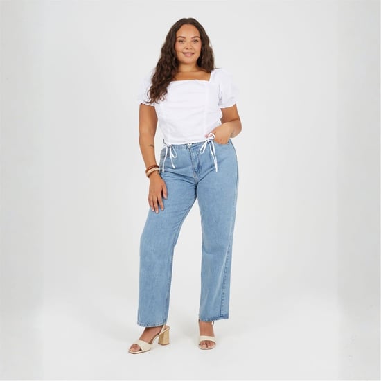 Women's Brave Soul Plus Size Mid Rise Straight Leg Jeans in Pale Mid Blue - Image 4