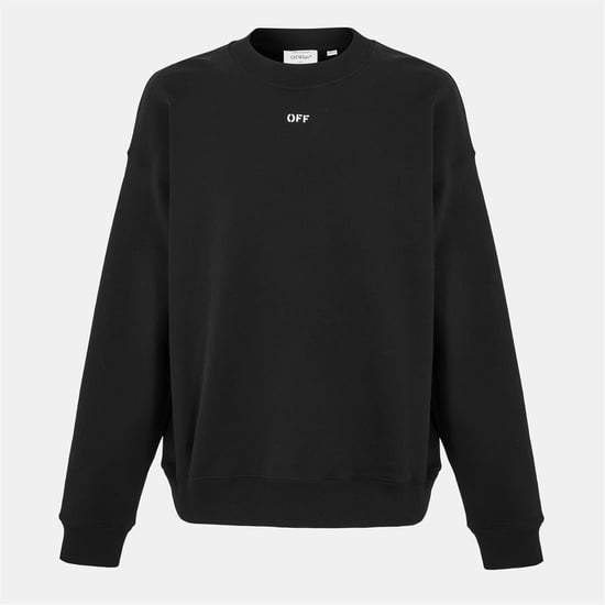 Men's Off White Skate Crew Neck Drop Shoulder Sweatshirt in Black-White - Image 1