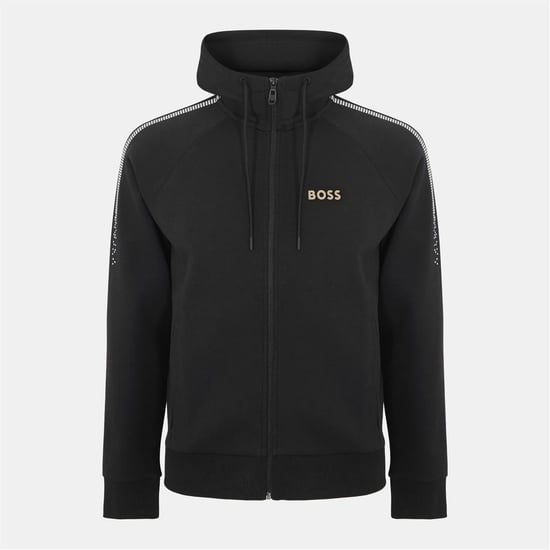 Men's Boss Zip Neck Raglan Sleeve Sweatshirt in Black - Image 1