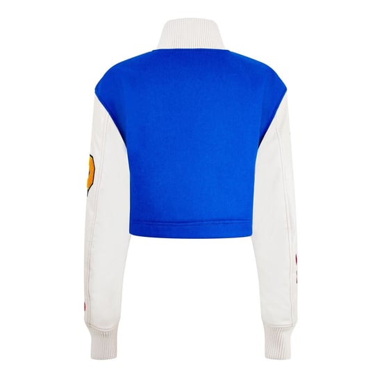Women's Heron Preston Varsity Rib Crew Neck Jacket in Blue/Yellow - Image 2