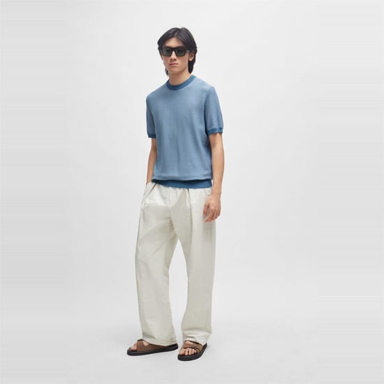 Men's Boss Tantino Knitted T-Shirt in Light/Pstl Blue - Image 4