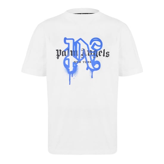 Men's Palm Angels Palm Ny Mono Tee in White Blue - Image 1