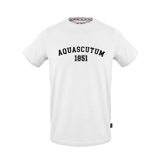 Men's Aquascutum Crew Neck Short Sleeve Regular Fit T-Shirt in White - Image 1