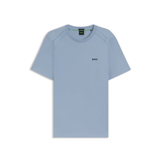 Men's Boss Ribbed Collar Crew Neck Short Sleeve Polo Shirt in Open Blue - Image 4