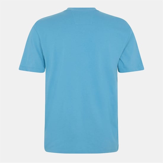 Men's C.P. Company Block Logo Regular Fit T Shirt in Aegean Blue 815 - Image 2