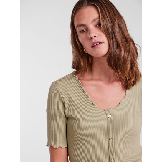 Women's Pieces Nukisa V-Neck Mini Bodycon Dress in Tea - Image 4