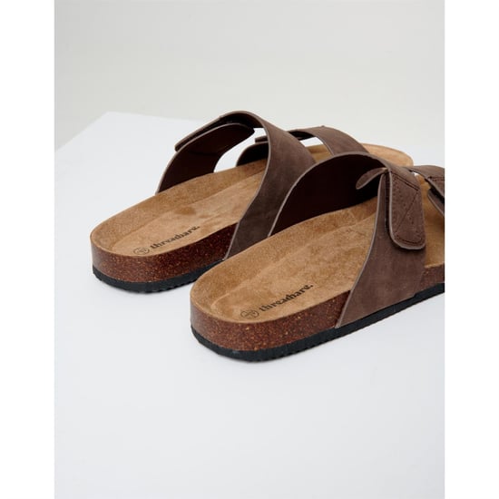 Men's Threadbare Artemis Open Toe Slide Sandals in Chocolate - Image 4