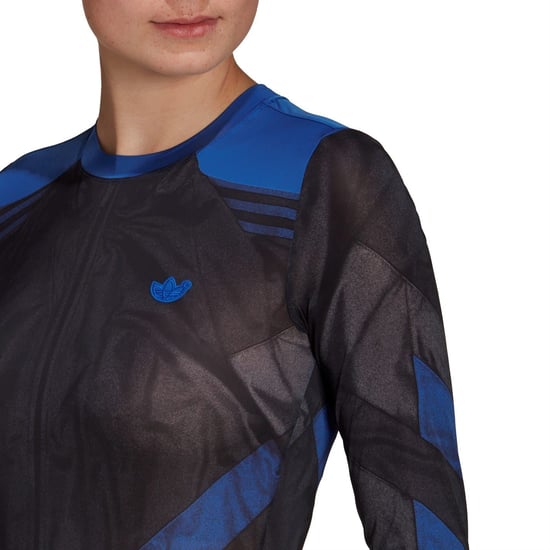 Women's adidas Originals Regular Fit Crew Neck Long Sleeve T-Shirt in Power Blue - Image 6