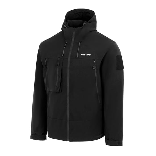 Men's Firetrap Windproof Hooded Long Sleeve Windbreaker in Black - Image 3
