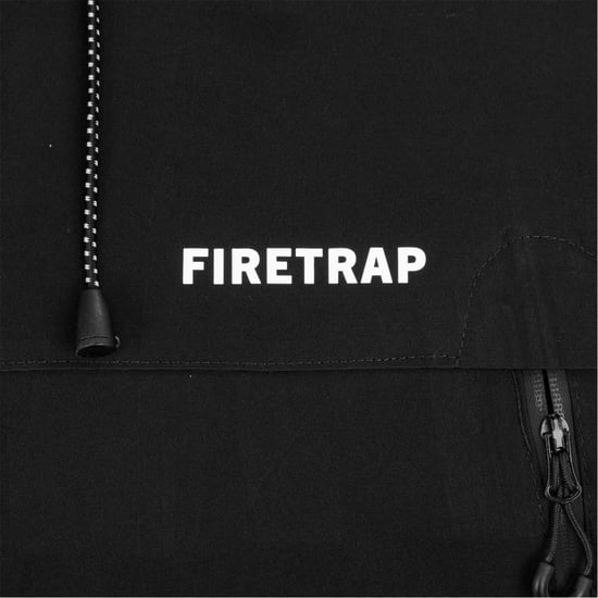 Men's Firetrap Windproof Hooded Long Sleeve Windbreaker in Black - Image 4