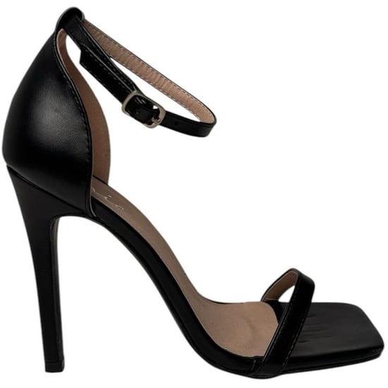 Women's Chic High Heel Stiletto Open Toe Sandals in Black Pu - Image 1