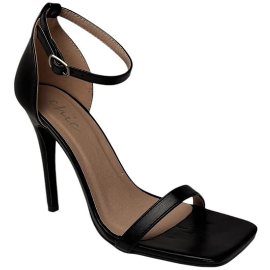 Women's Chic High Heel Stiletto Open Toe Sandals in Black Pu - Image 2