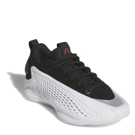 Men's adidas Anthony Edwards 1 Low Top Lace-Up Sneakers in White/Blk/Red - Image 3
