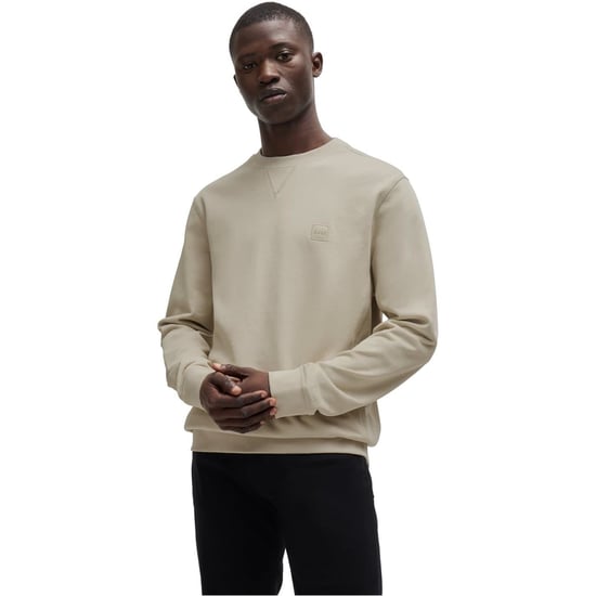 Men's Boss Westart Crew Sweatshirt, Premium Cotton in Light Beige 271 - Image 1