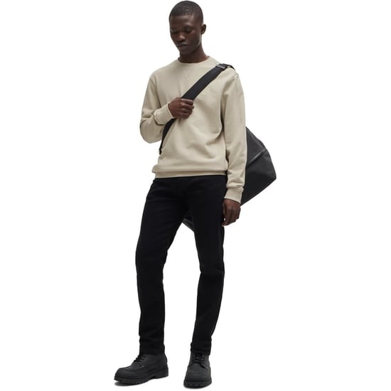 Men's Boss Westart Crew Sweatshirt, Premium Cotton in Light Beige 271 - Image 3
