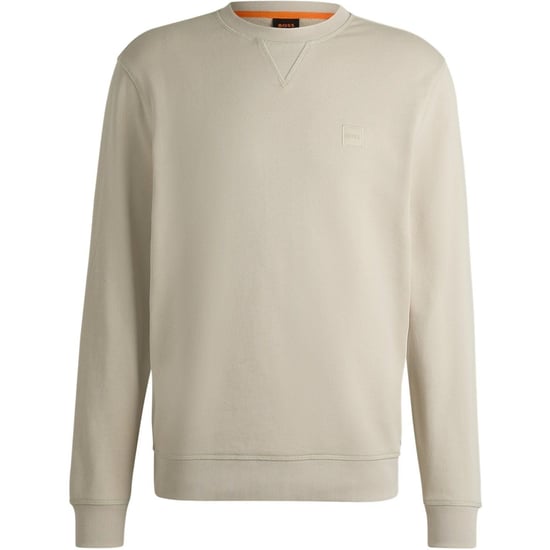 Men's Boss Westart Crew Sweatshirt, Premium Cotton in Light Beige 271 - Image 5