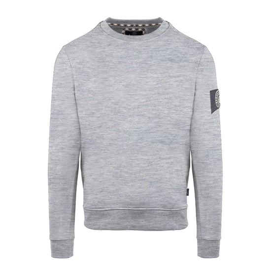 Men's Aquascutum Crew Neck Ribbed Collar Long Sleeve Sweatshirt in Grey - Image 1