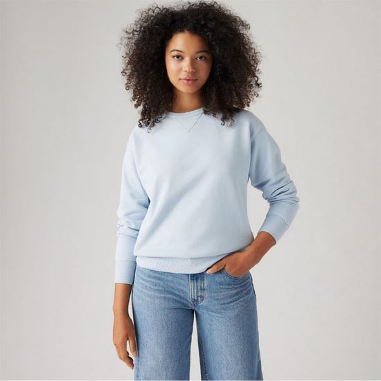Women's Levis Heritage Crew Neck Long Sleeve Drop Shoulder Sweatshirt in Niagara Mist - Image 6