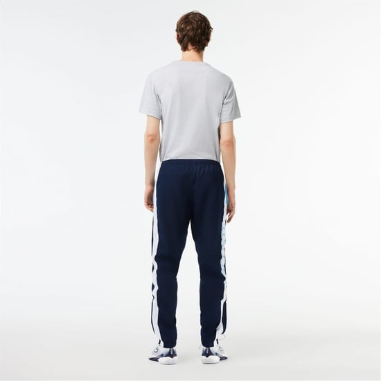 Men's Lacoste Solid Patterned Slim Joggers in Navy Blue/White - Image 3