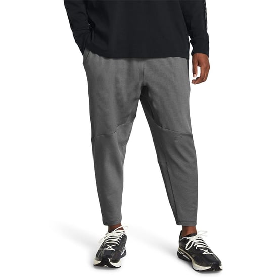Men's Under Armour Ribbed Joggers with Open Hem in Grey - Image 3