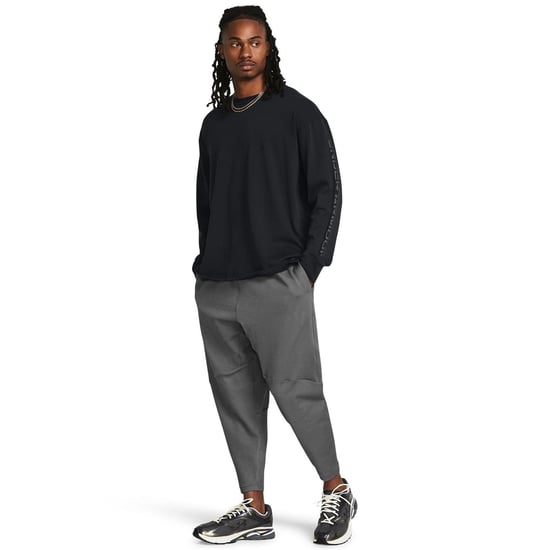 Men's Under Armour Ribbed Joggers with Open Hem in Grey - Image 6