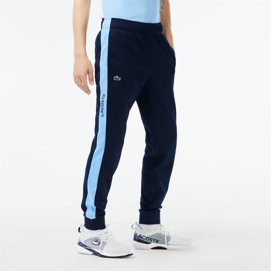 Men's Lacoste Vertical Logo Color Block Slim Cut Track Pants in Navy Blue - Image 2