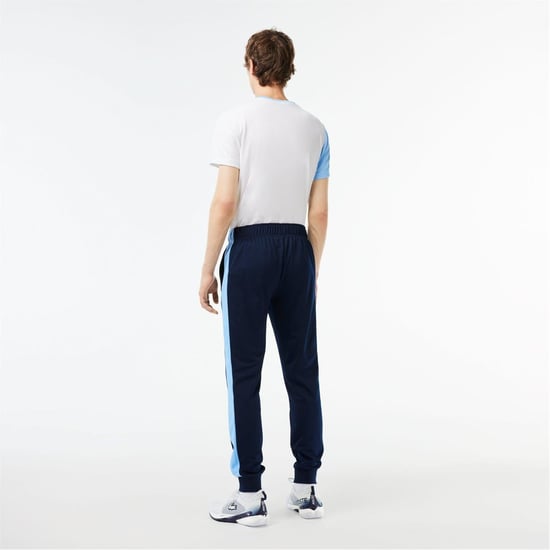 Men's Lacoste Vertical Logo Color Block Slim Cut Track Pants in Navy Blue - Image 3
