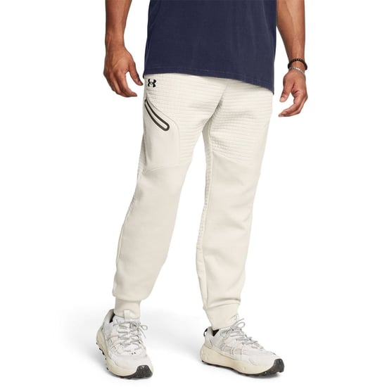 Men's Under Armour Unstoppable Closed Hem Fleece Joggers in White - Image 3