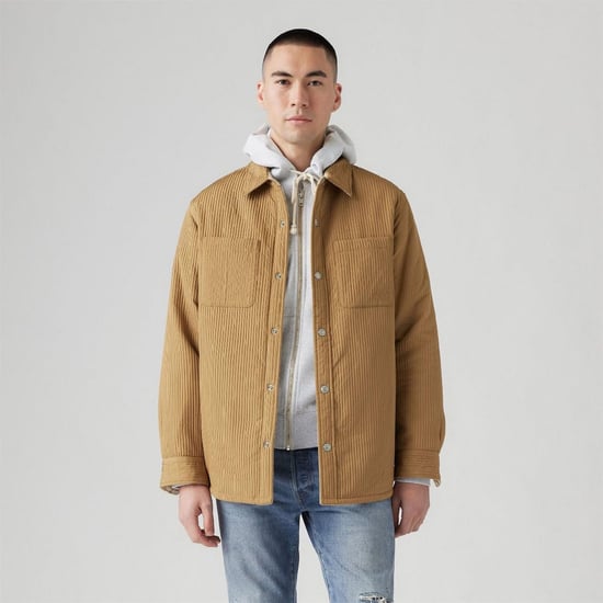 Men's Levis Bryant Snap Button Solid Patterned Overshirt in Ermine - Image 2