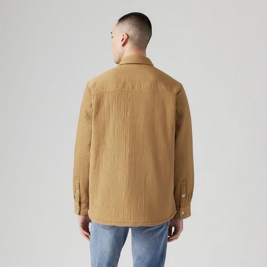 Men's Levis Bryant Snap Button Solid Patterned Overshirt in Ermine - Image 3