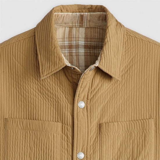 Men's Levis Bryant Snap Button Solid Patterned Overshirt in Ermine - Image 4