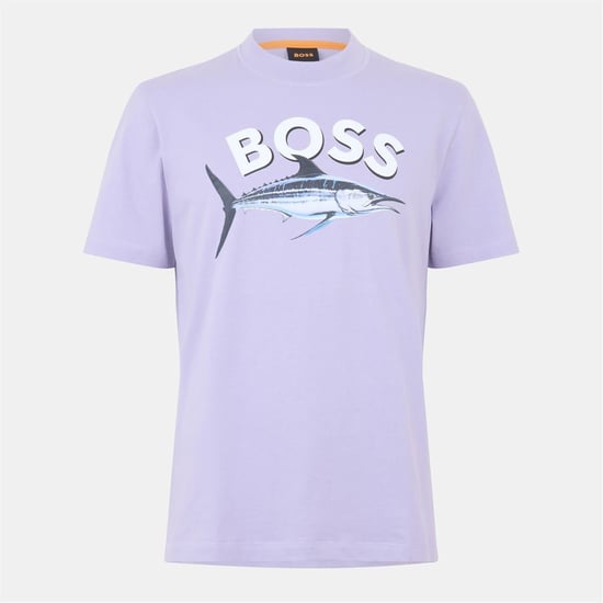 Men's Boss Cotton T-Shirt in Open Purple - Image 1