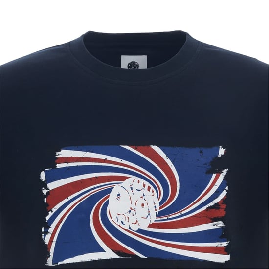 Men's Pretty Green Swirl Logo Print Regular Fit T-Shirt in Navy - Image 3