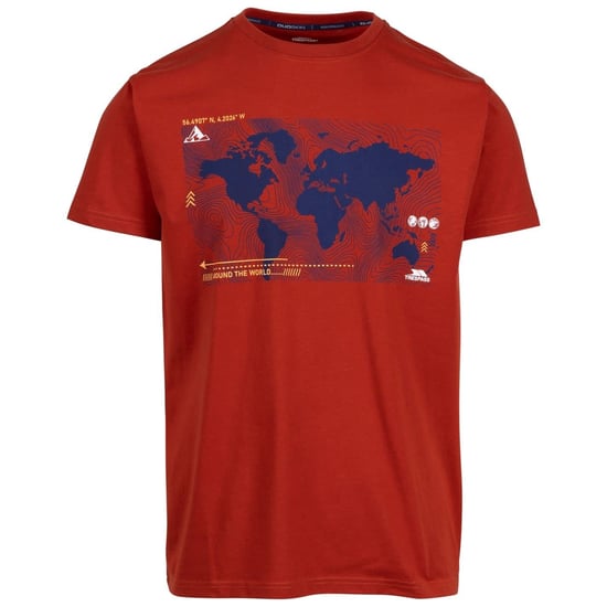 Men's Trespass Chera Geographic Print Crew Neck Short Sleeve T-Shirt in Salsa - Image 1