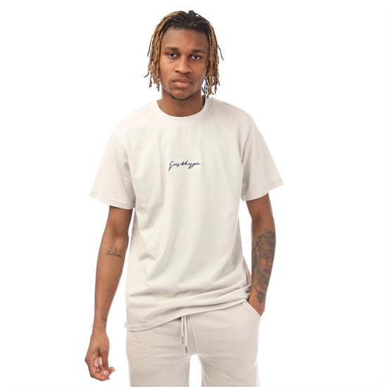 Men's Hype Regular Fit Signature Print T-Shirt in Grey - Image 1