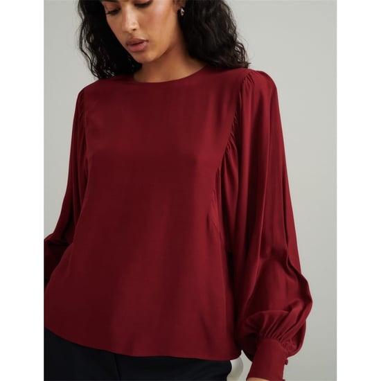 Women's Nobodys Child Regular Fit Crew Neck Long Sleeve Blouse in Red - Image 2