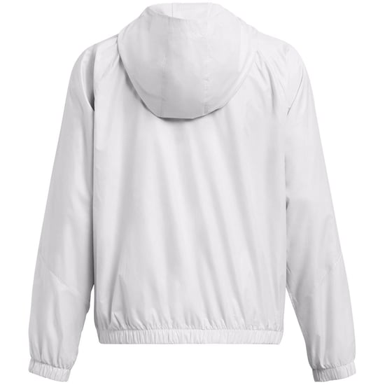 Women's Under Armour Rival Sport Water Resistant Wind Resistant Long Sleeve Hooded Oversized Fit Windbreaker in Halo Grey - Image 4