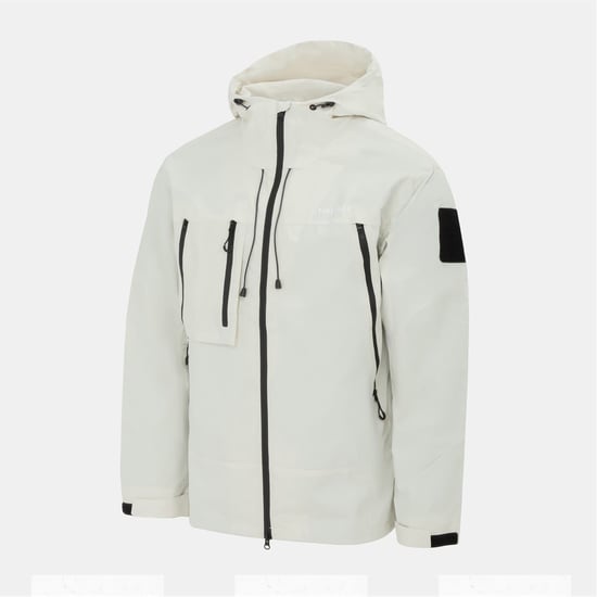 Men's Firetrap Windproof Hooded Long Sleeve Windbreaker in White - Image 3