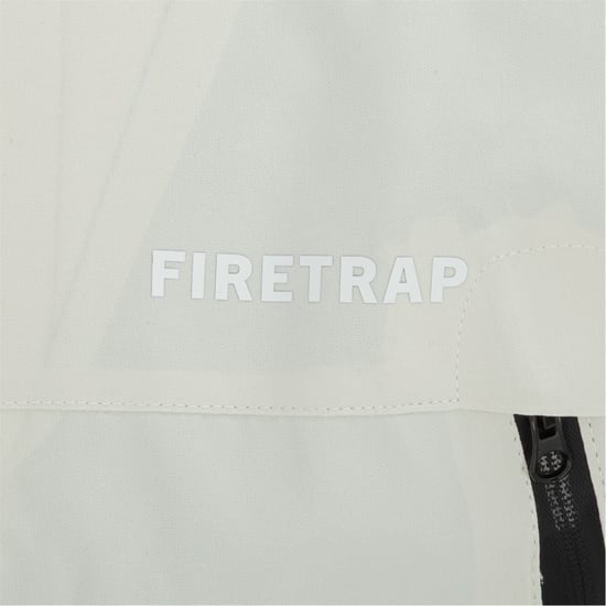 Men's Firetrap Windproof Hooded Long Sleeve Windbreaker in White - Image 4