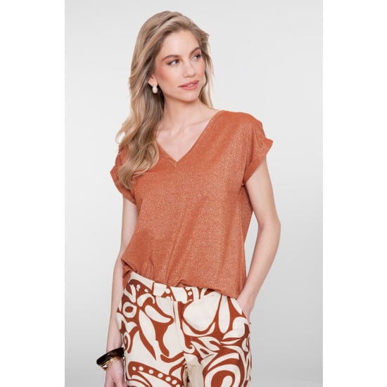Geisha t-shirt lurex v-neck 62351-24 202 ginger - Image 2