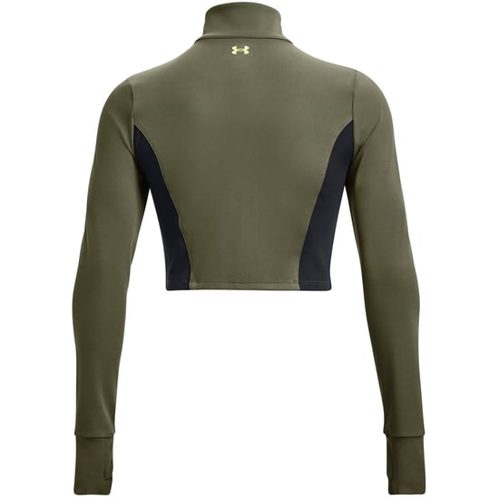 Women's Under Armour Project Rock Cropped Gym Jacket in Green - Image 6