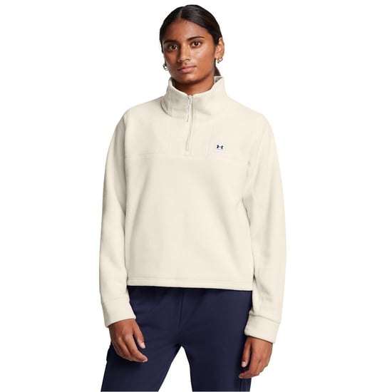 Women's Under Armour Zip Neck Long Sleeve Sweatshirt in White - Image 2