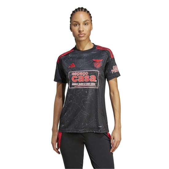 Women's adidas Crew Neck Raglan Sleeve Jersey T-Shirt in Black - Image 2
