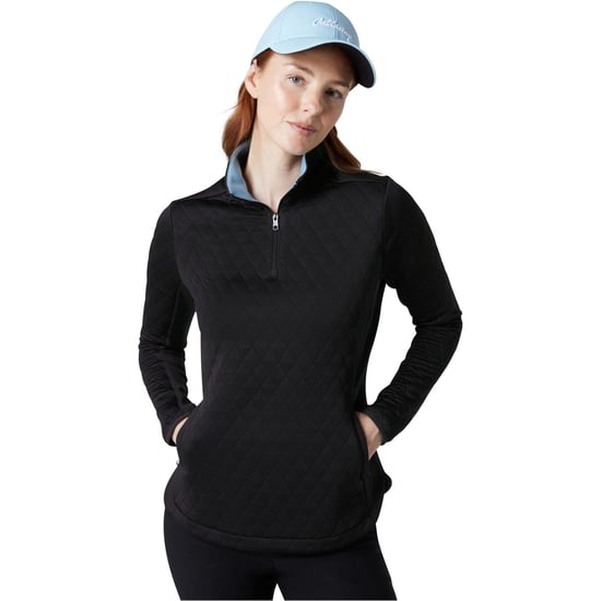 Women's Callaway Zipped Pocket Funnel Neck Raglan Sleeve Sweatshirt in Caviar - Image 3