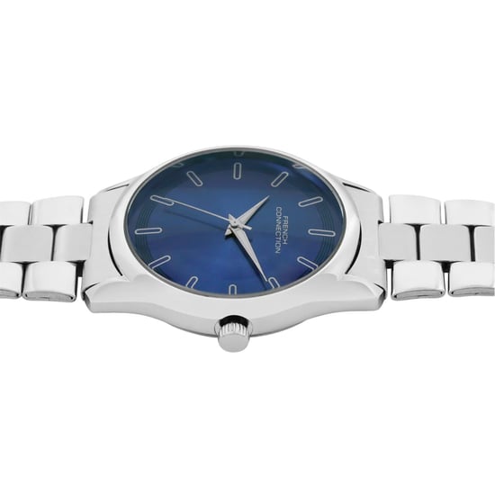 Accessories French Connection Connection Silver Case Round Shape Silver Strap Quartz Watch in Navy Blue - Image 3