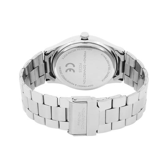 Accessories French Connection Connection Silver Case Round Shape Silver Strap Quartz Watch in Navy Blue - Image 4