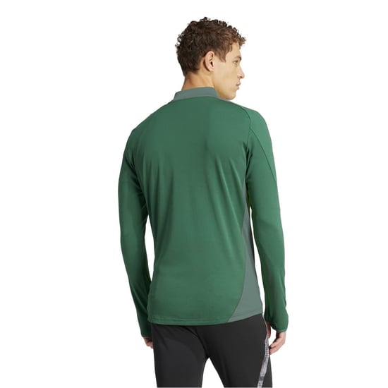 Men's adidas Zip Neck High Collar Long Sleeve Athletic Jersey in Dark Green - Image 3