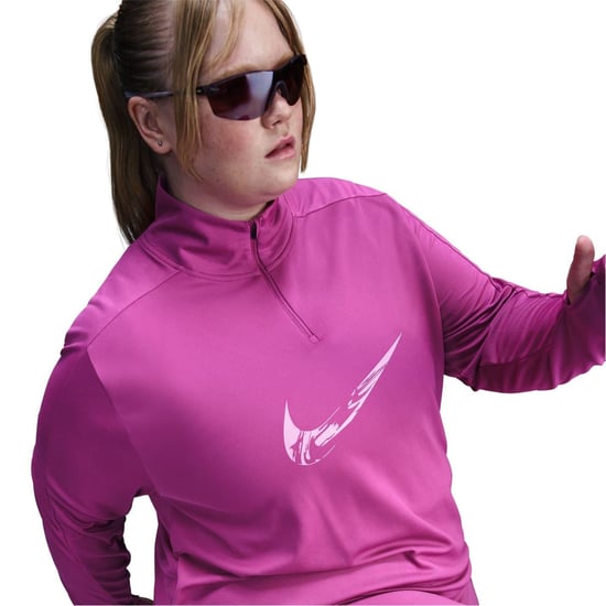 Women's Nike Bold Logo Reflective Zip Neck Long Sleeve Athletic Top in Hot Fuchsia - Image 5